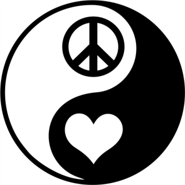 Yin yang Peace love Aufkleber